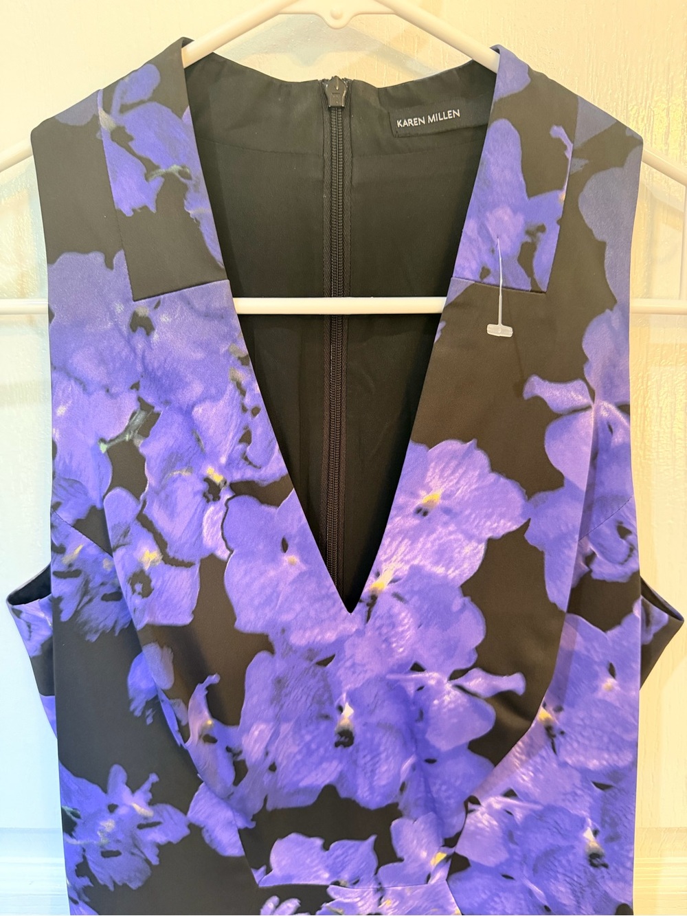 Karen Millen Black and Purple Floral Bodycon Dress size 2 NWOT - Picture 5 of 11